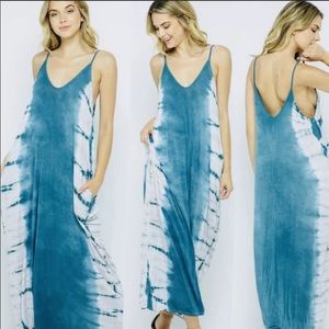 Women’s turquoise tie dye maxi